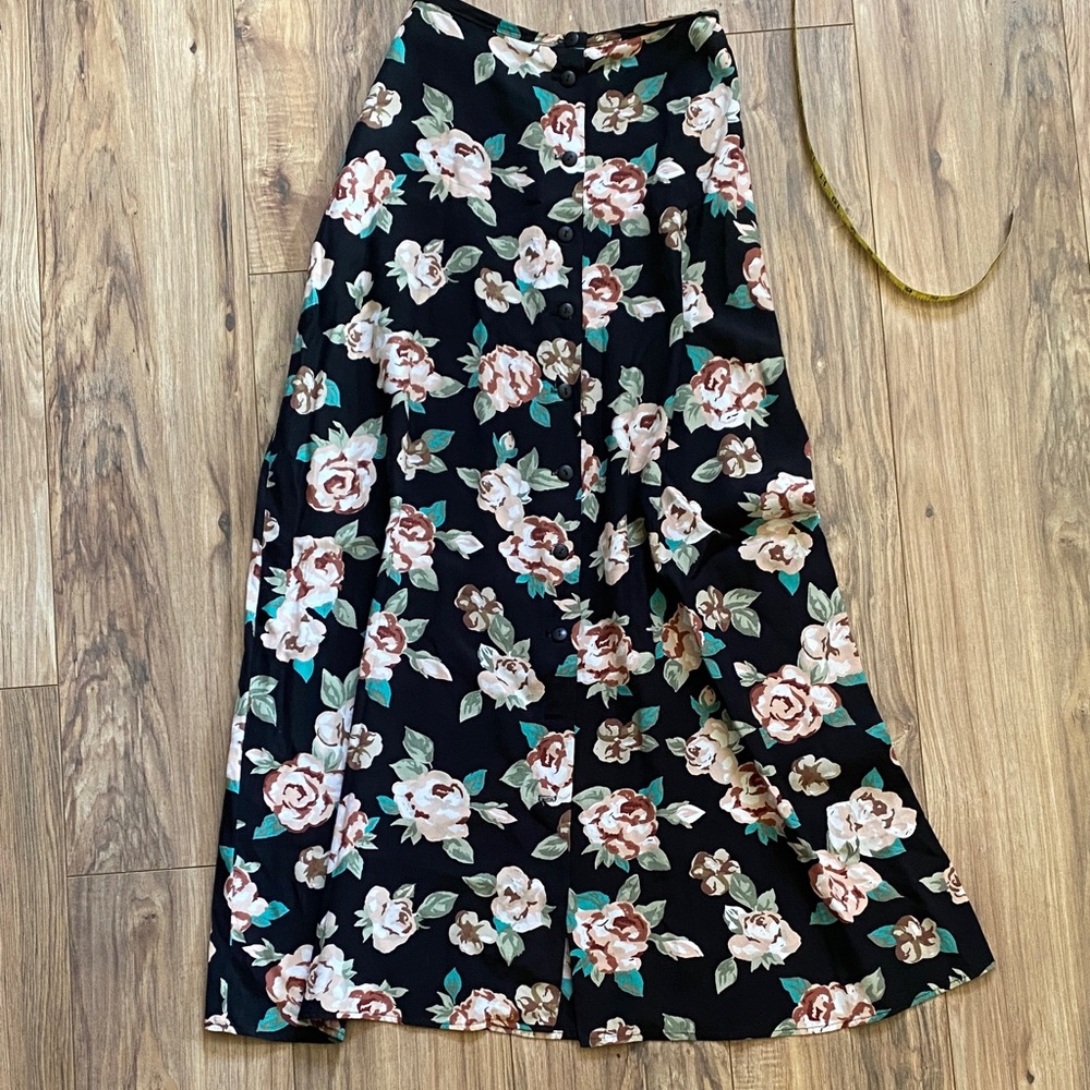 Floral Black Maxi Skirt